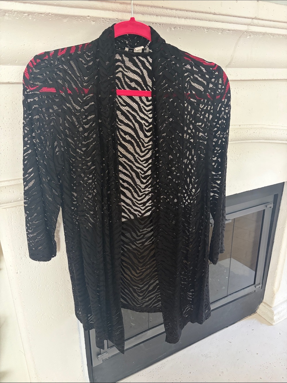 Susan Graver Sheer Black Zebra-Print Open Cardigan